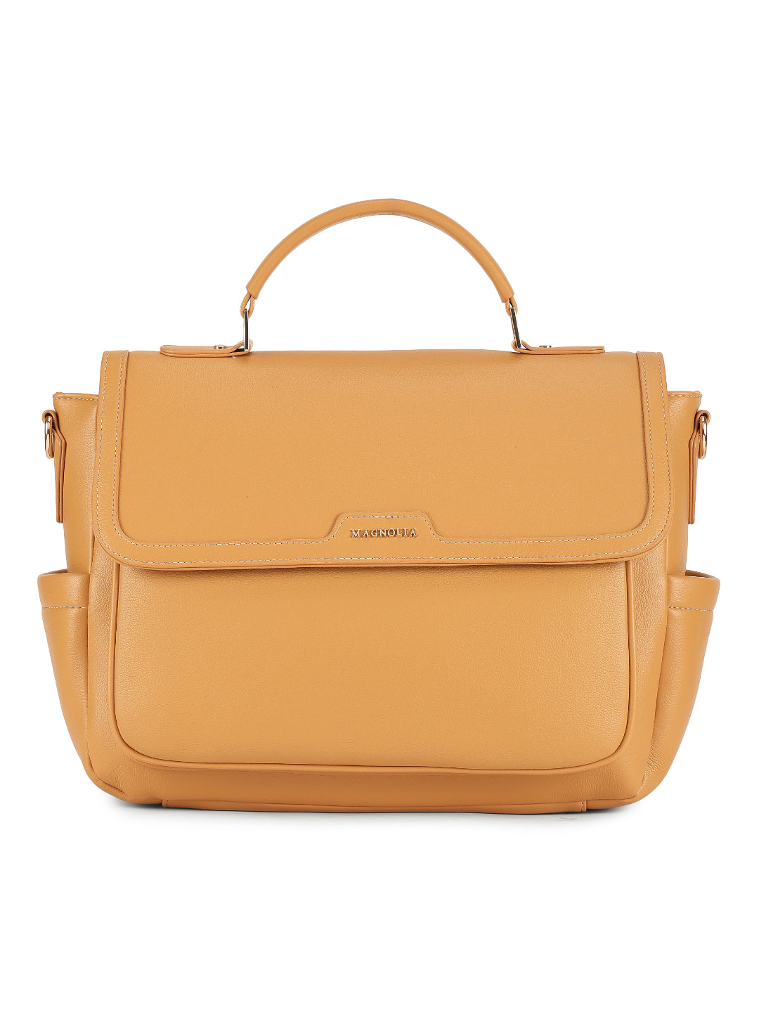 Magnolia YellowPU Leather Solid One Size Women Laptop Bag