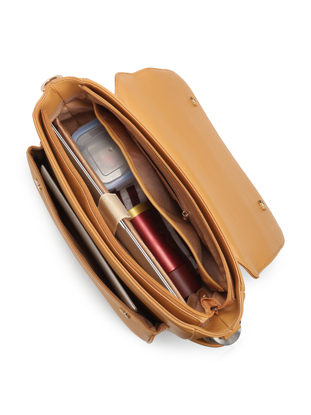 Magnolia YellowPU Leather Solid One Size Women Laptop Bag