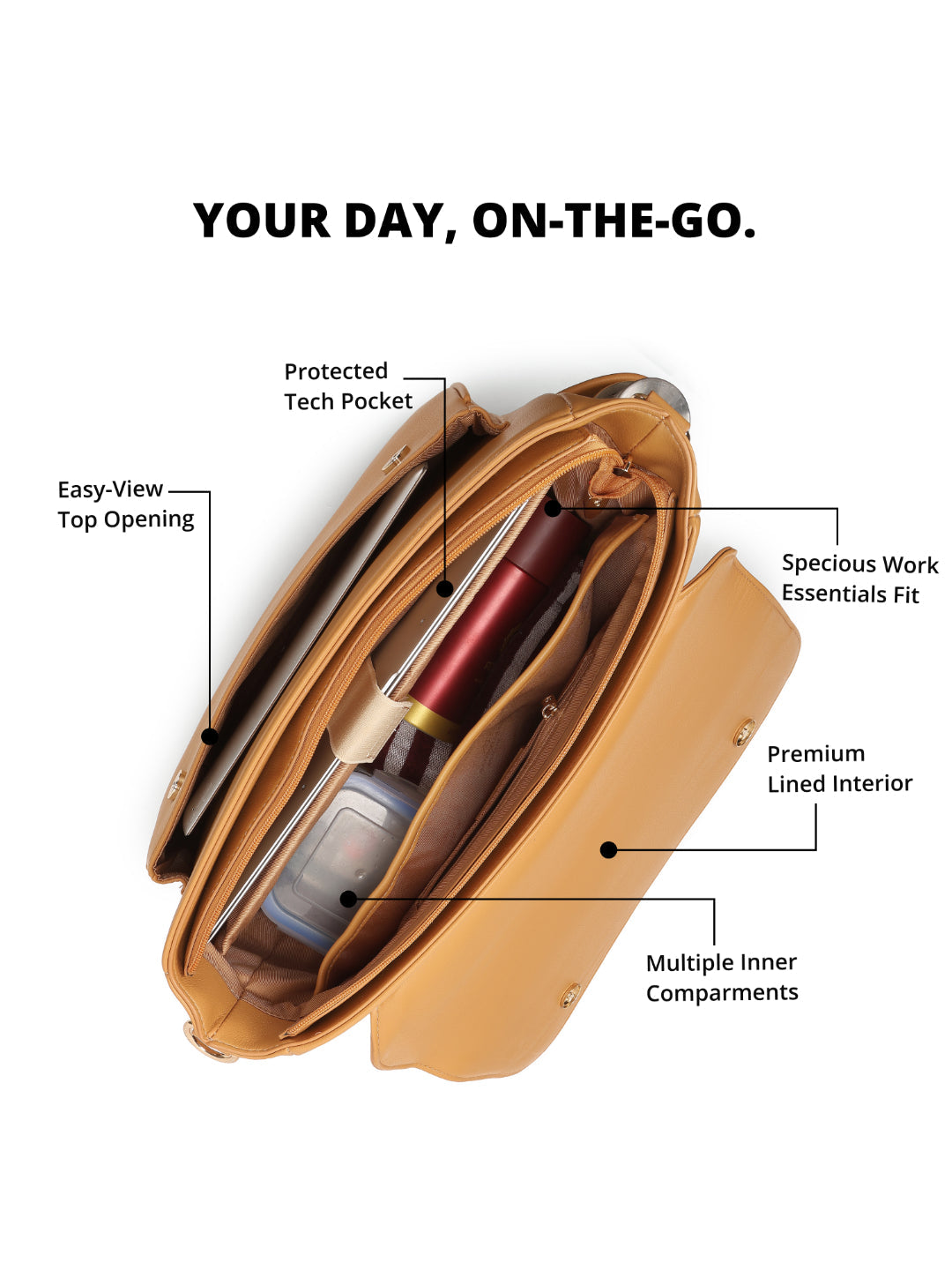 Magnolia YellowPU Leather Solid One Size Women Laptop Bag