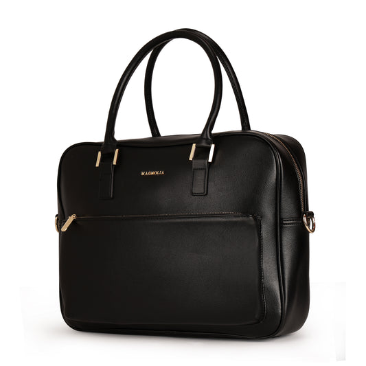 Magnolia PU Leather  Black Laptopbag