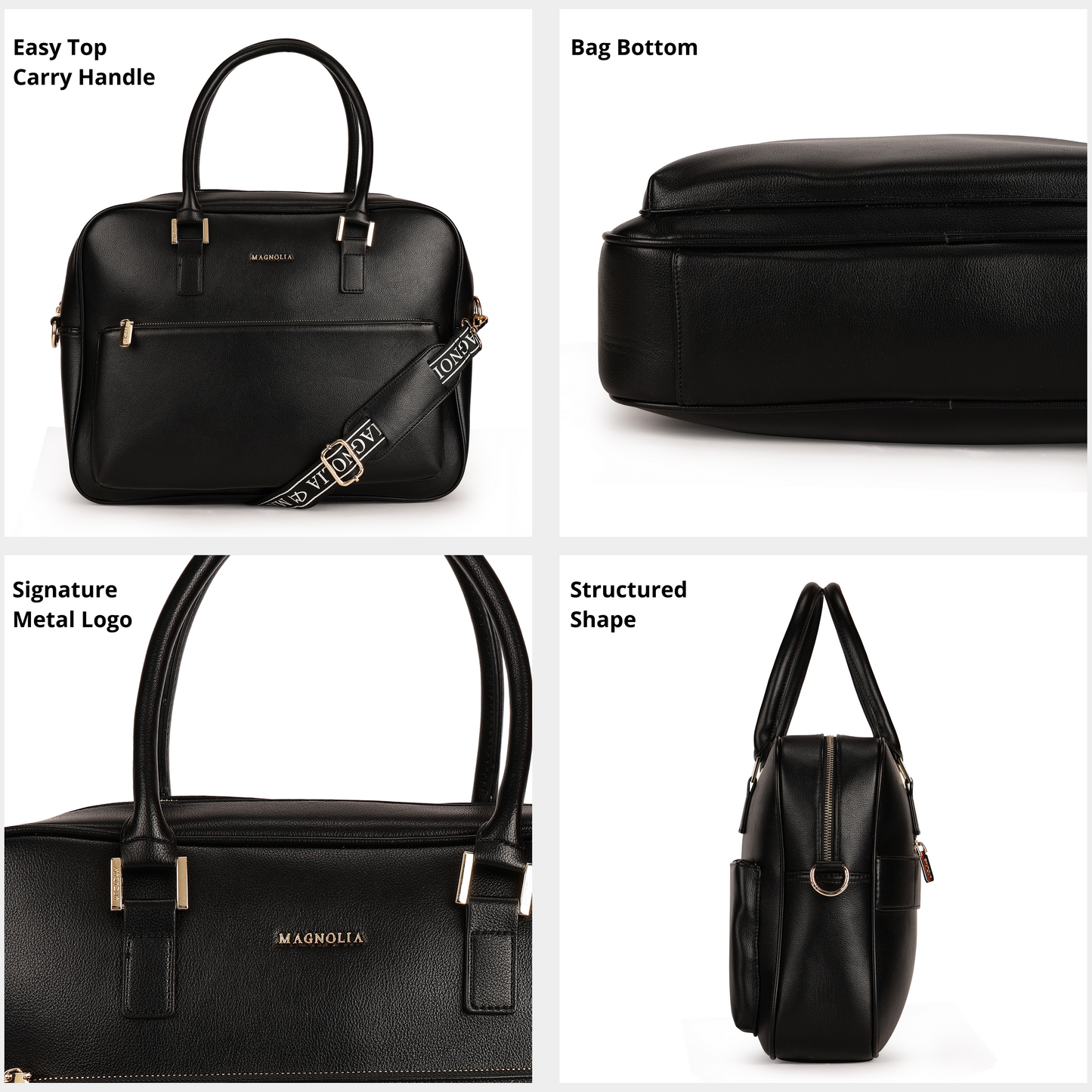 Magnolia PU Leather  Black Laptopbag