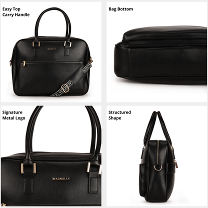 Magnolia PU Leather  Black Laptopbag