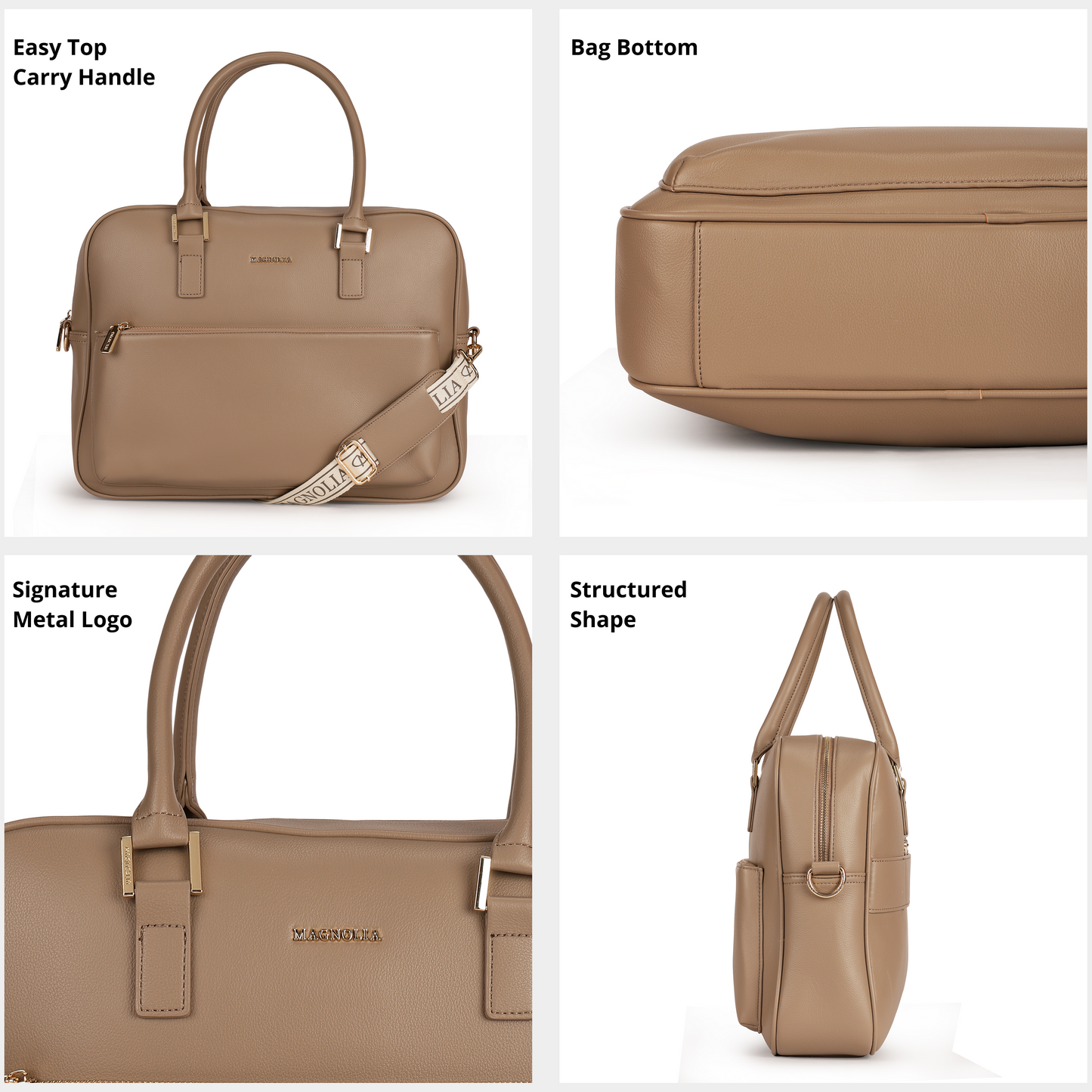 Magnolia PU Leather  Taupe Laptopbag