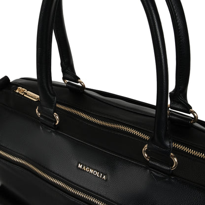 Magnolia PU Leather  Black Duffle Bag