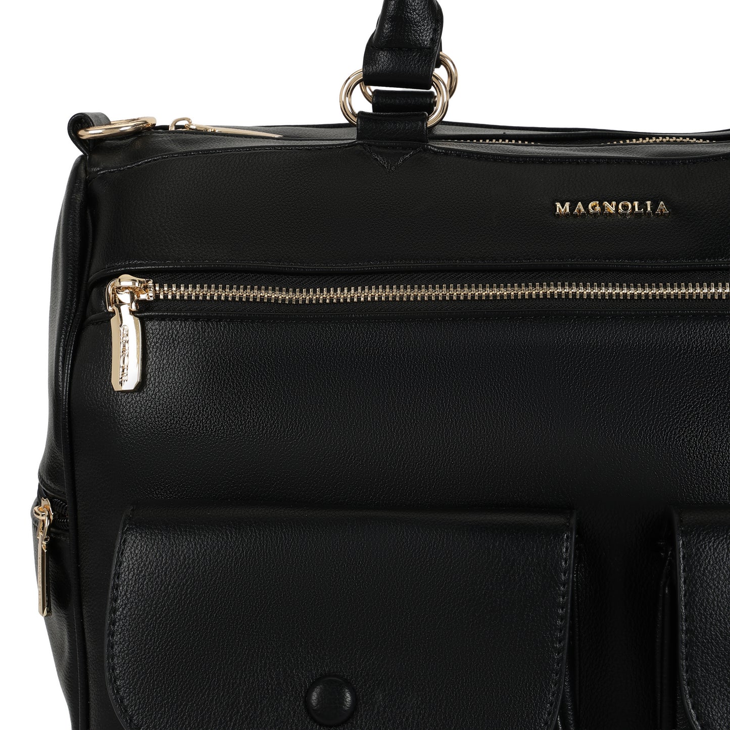 Magnolia PU Leather  Black Duffle Bag