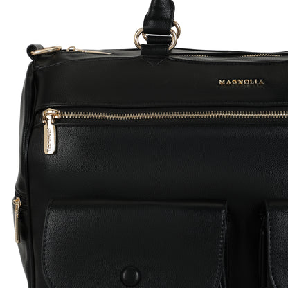 Magnolia PU Leather  Black Duffle Bag