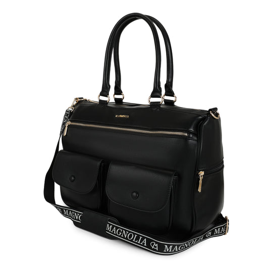 Magnolia PU Leather  Black Duffle Bag