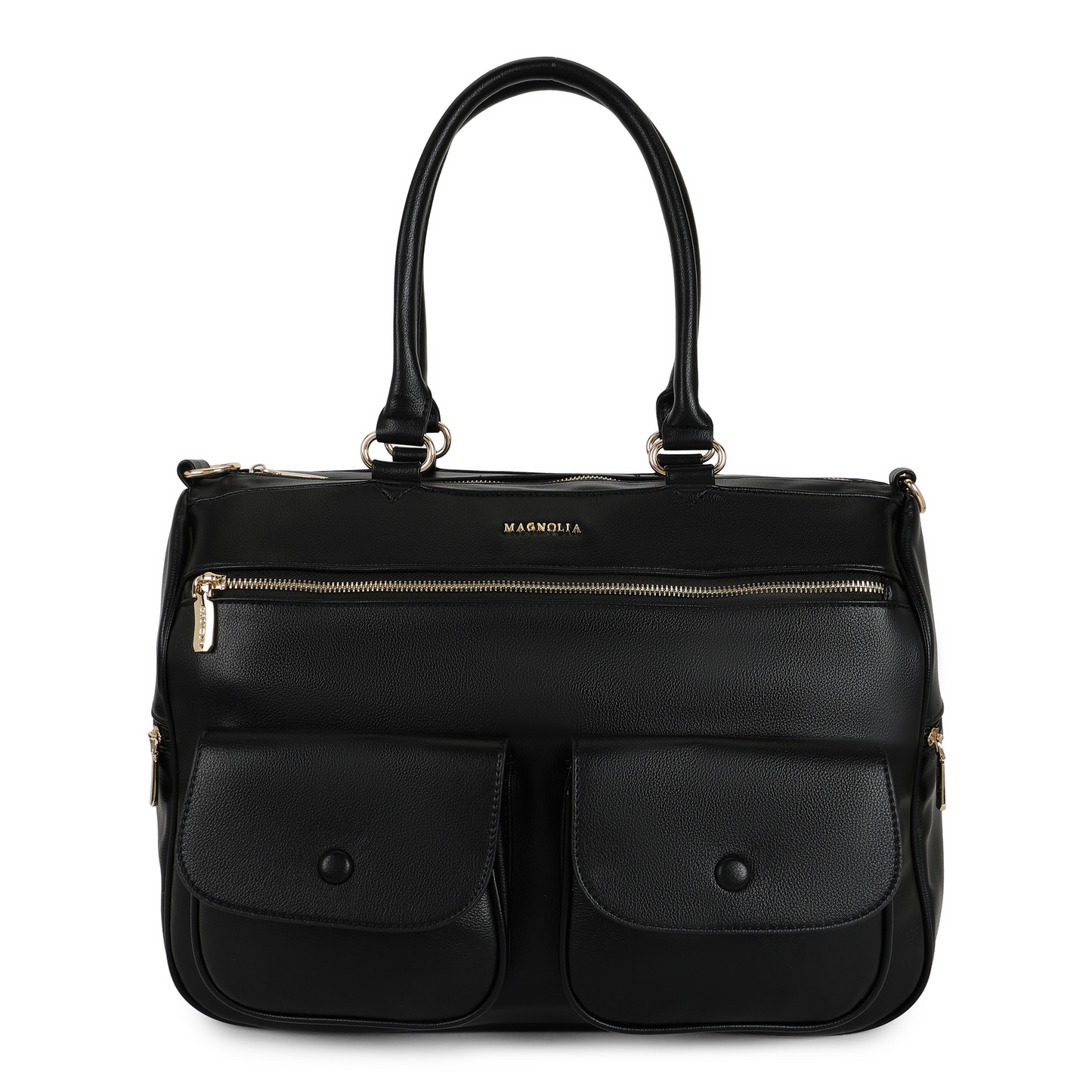 Magnolia PU Leather  Black Duffle Bag