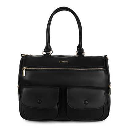 Magnolia PU Leather  Black Duffle Bag