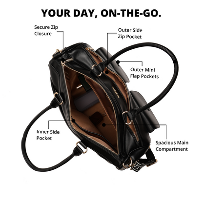 Magnolia PU Leather  Black Duffle Bag