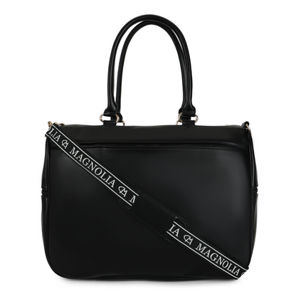 Magnolia PU Leather  Black Duffle Bag