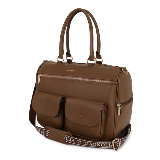 Magnolia PU Leather  Brown Duffle Bag