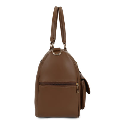 Magnolia PU Leather  Brown Duffle Bag