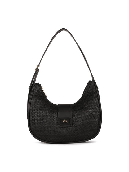 Magnolia Black PU Leather Textured One Size Women Shoulder Bag