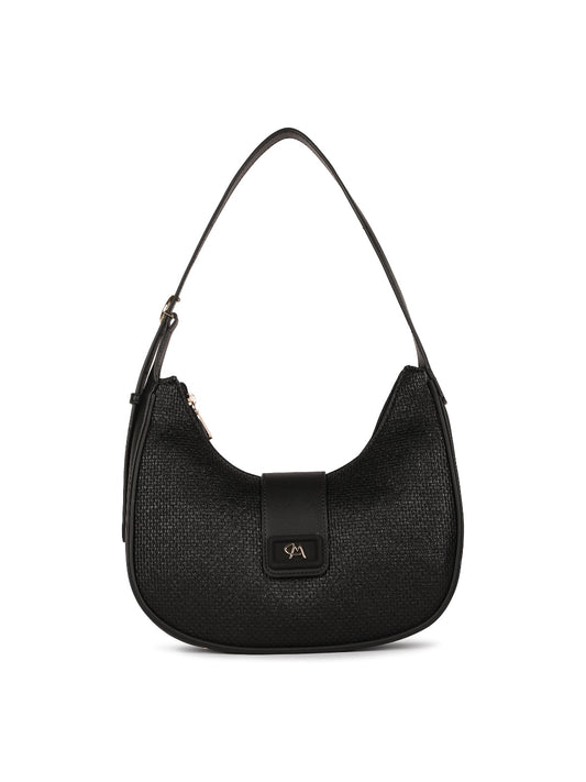 Magnolia Black PU Leather Textured One Size Women Shoulder Bag