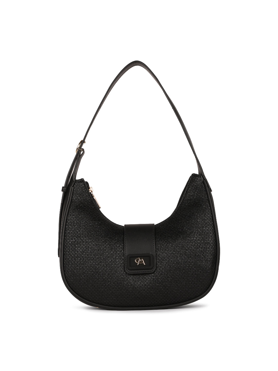 Magnolia Black PU Leather Textured One Size Women Shoulder Bag