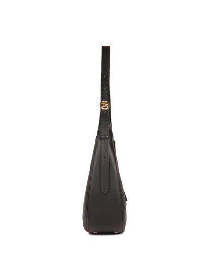 Magnolia Black PU Leather Textured One Size Women Shoulder Bag