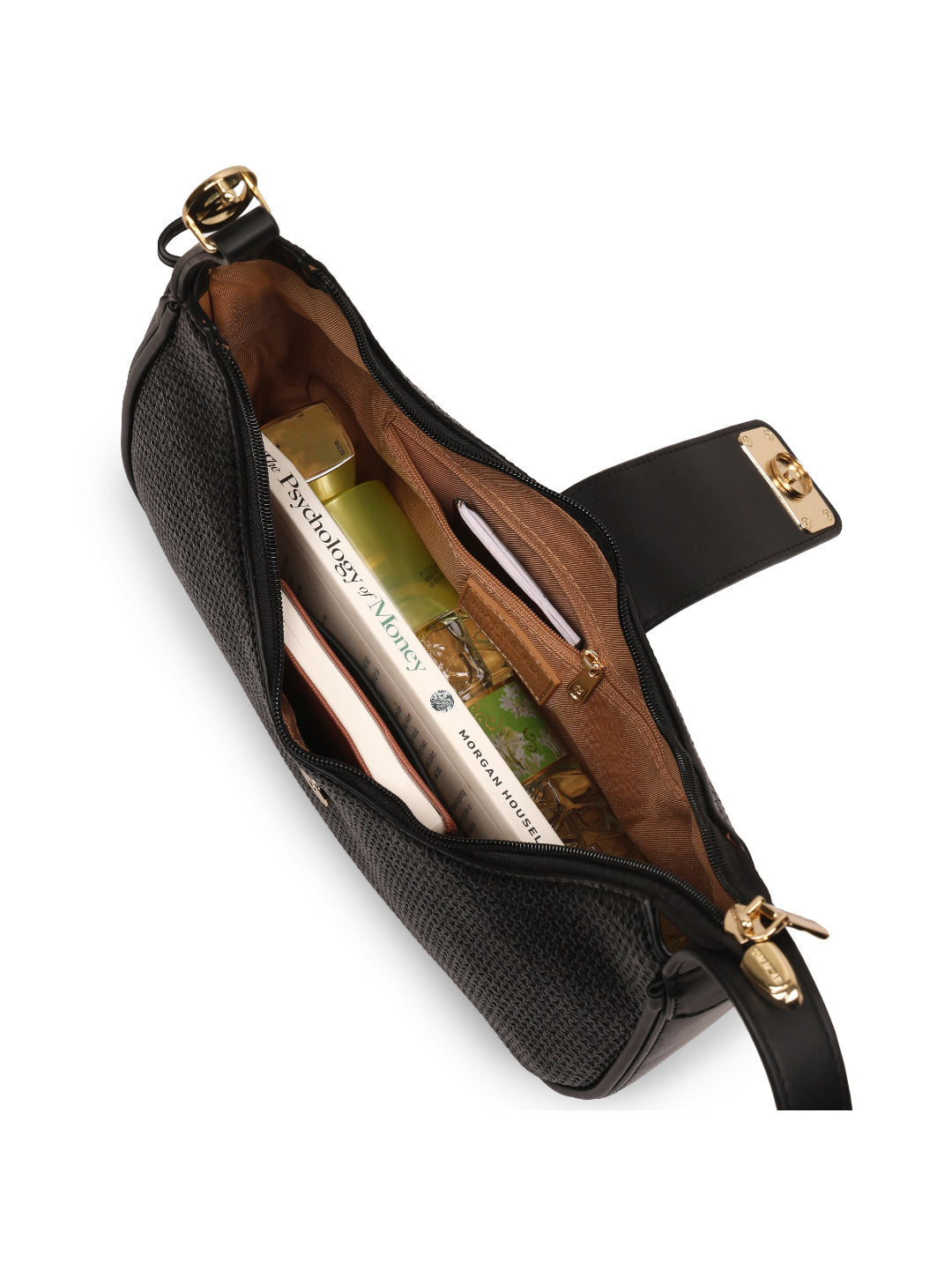 Magnolia Black PU Leather Textured One Size Women Shoulder Bag