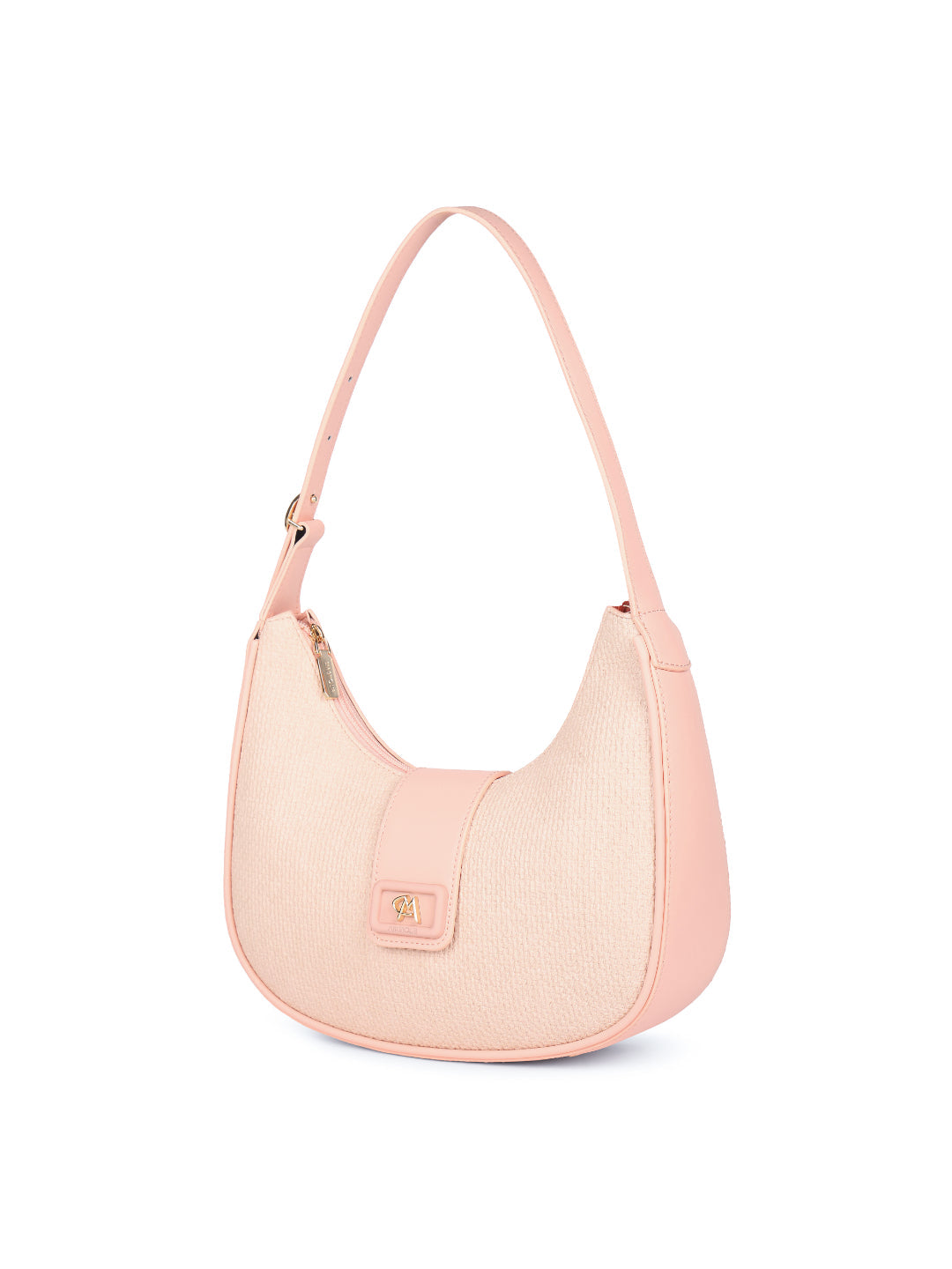 Magnolia Pink PU Leather Textured One Size Women Shoulder Bag