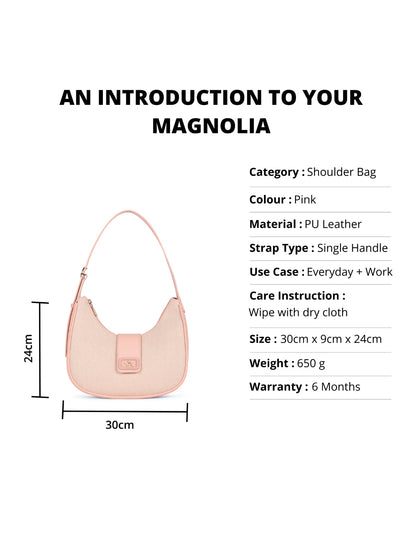 Magnolia Pink PU Leather Textured One Size Women Shoulder Bag