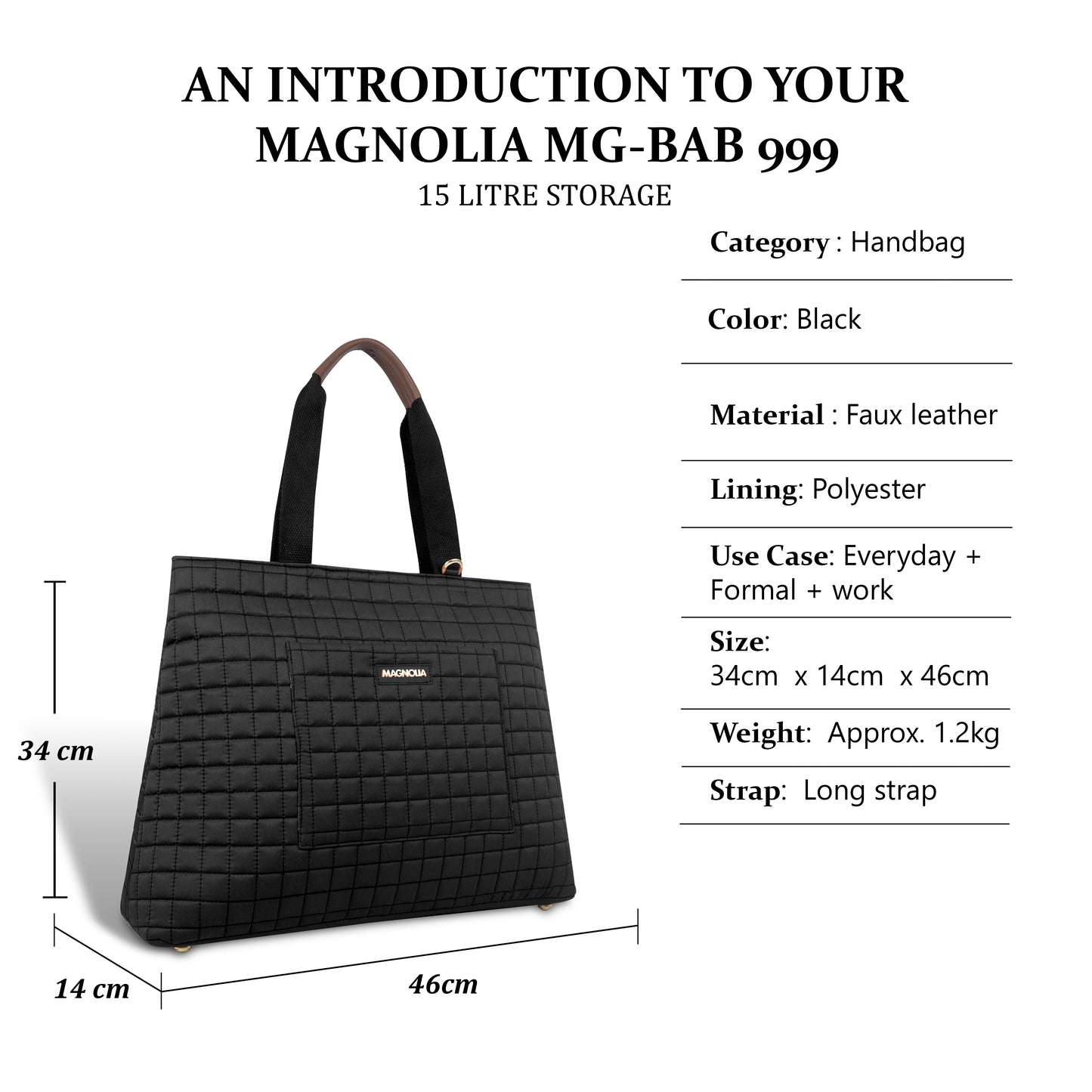 Magnolia Women Black Tote Bag