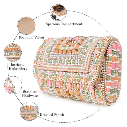 Magnolia Women Multicolor Embellished Clutch