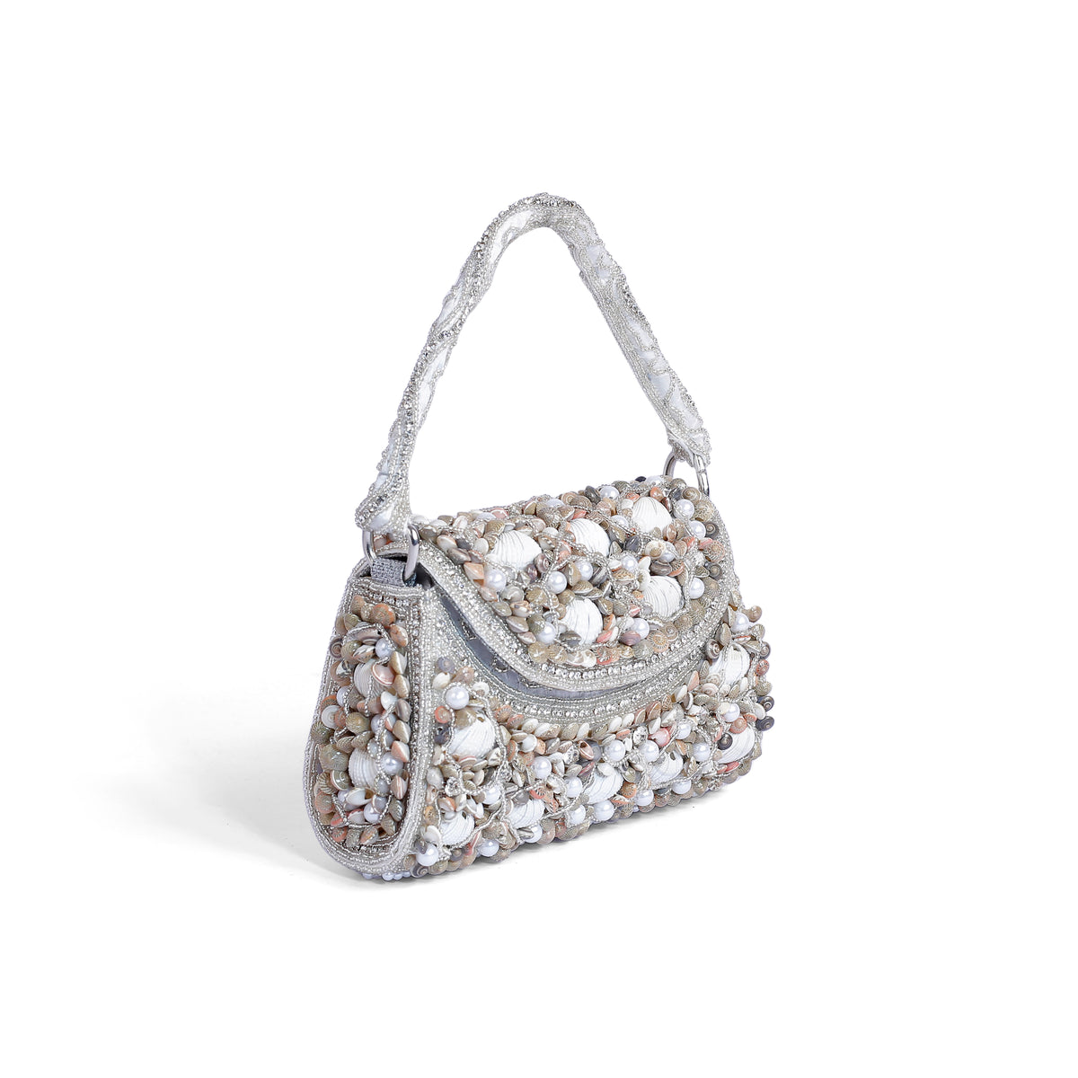 Magnolia White Velvet Embellishment Women Clutch