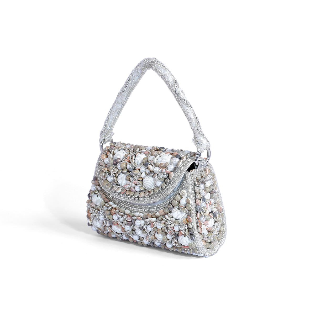 Magnolia White Velvet Embellishment Women Clutch