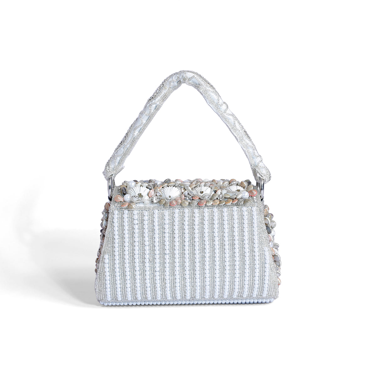 Magnolia White Velvet Embellishment Women Clutch