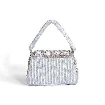 Magnolia White Velvet Embellishment Women Clutch