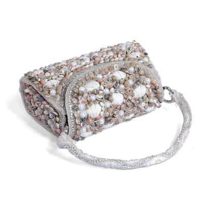 Magnolia White Velvet Embellishment Women Clutch
