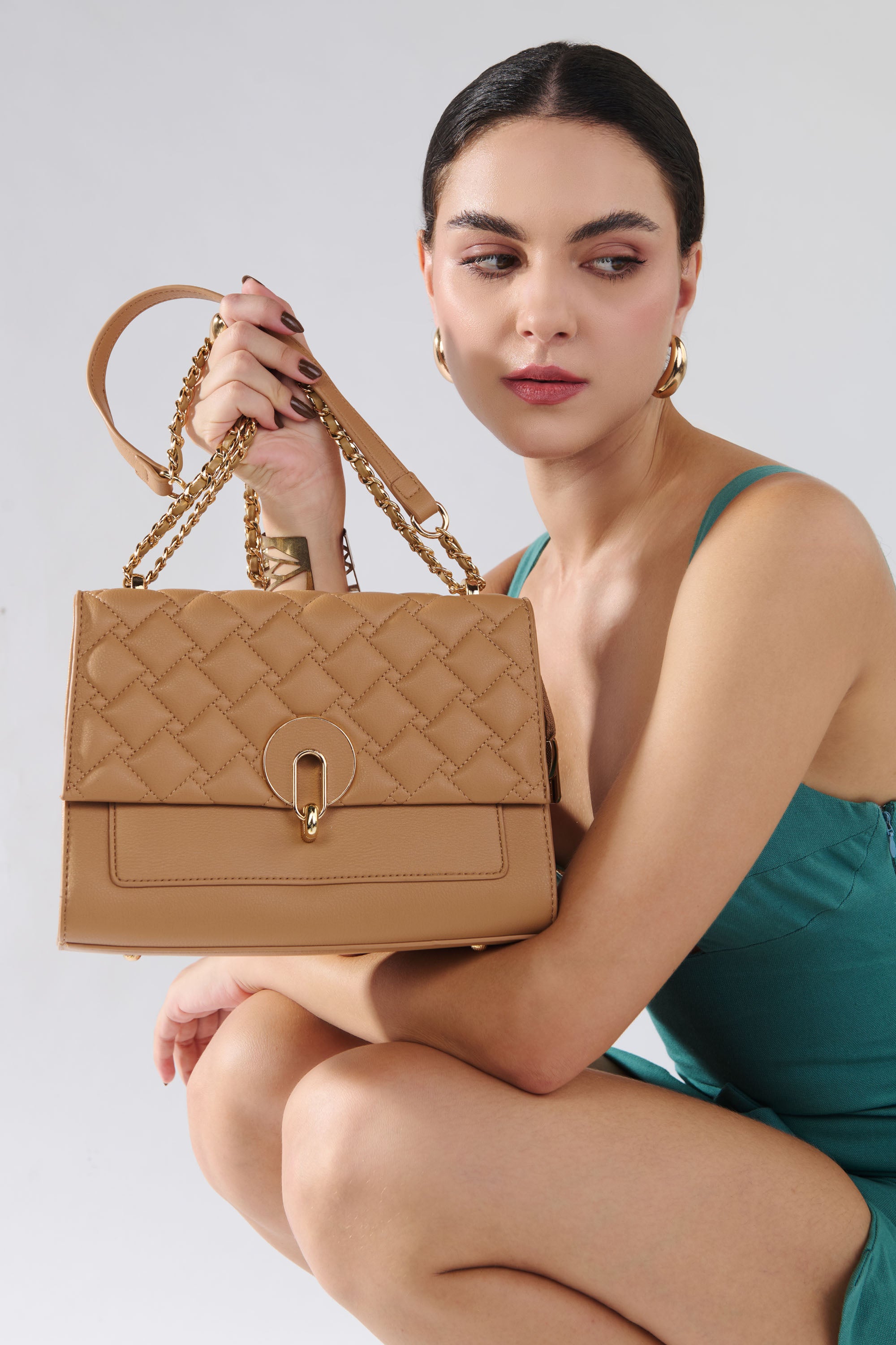 Magnolia Sylvie Quilted Sling Bag Caramel