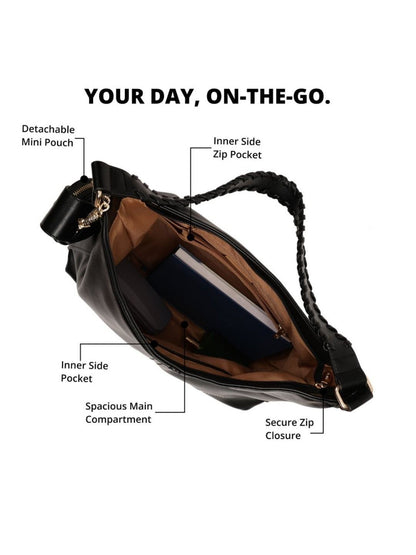 Magnolia PU Leather Women Black Tote Bag