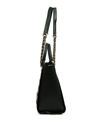 Magnolia PU Leather Women Striped Green Tote Bag
