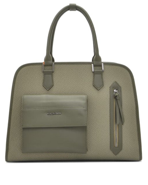 Magnolia MG-7332 Women’s Handbag | Spacious Beige Faux Leather Office & Travel Tote with Front Pocket & Adjustable Strap