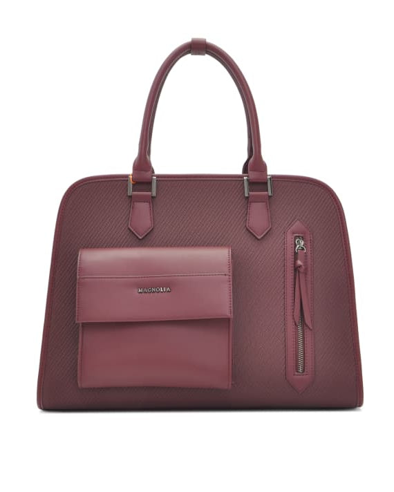 Magnolia MG-7332 Women’s Handbag | Spacious Beige Faux Leather Office & Travel Tote with Front Pocket & Adjustable Strap