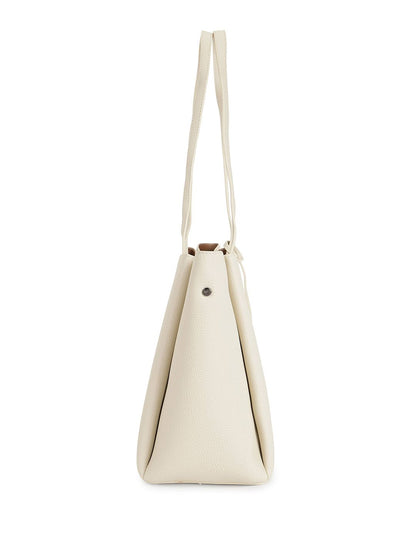 Magnolia PU Leather Women Beige Tote Bag