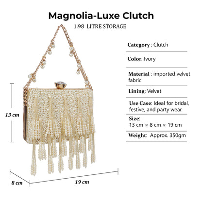 Magnolia Beige Velvet Embellished Women Clutch