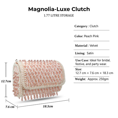 Magnolia Pink Velvet Embellished Women Clutch