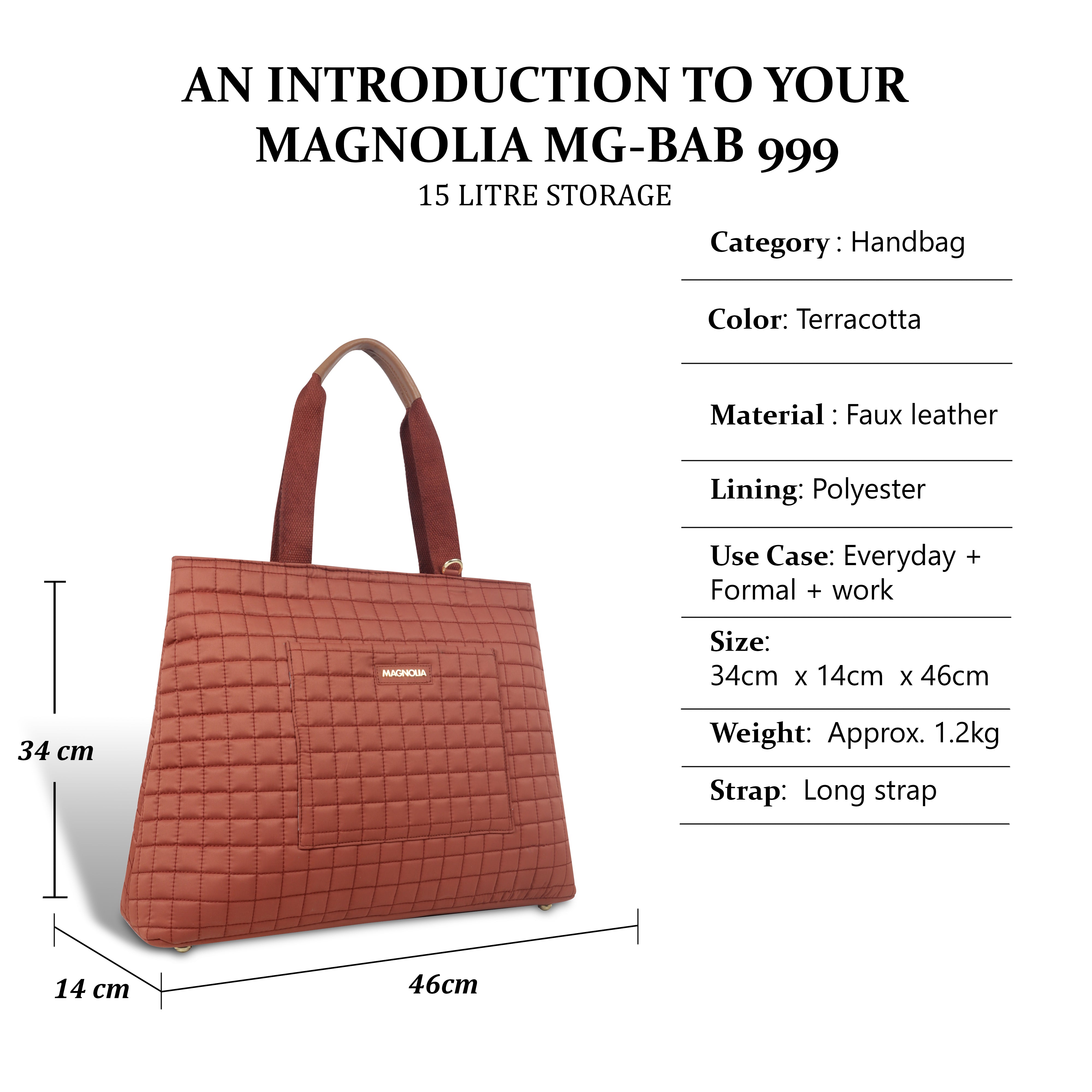 Magnolia Terracotta Babette Large Quilted Tote Bag