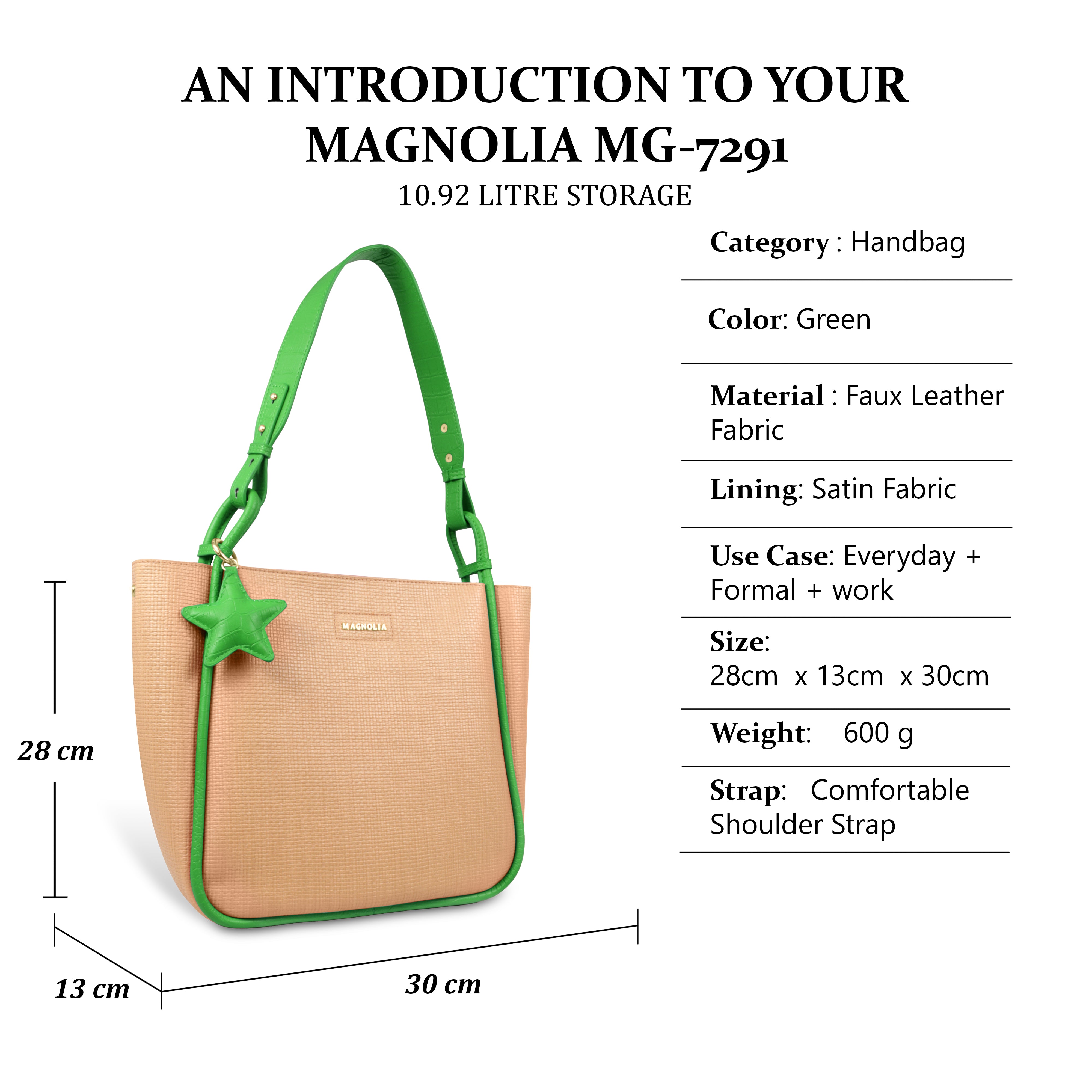 Stylish Leather Tote Bag with Star Charm & Spacious Interior