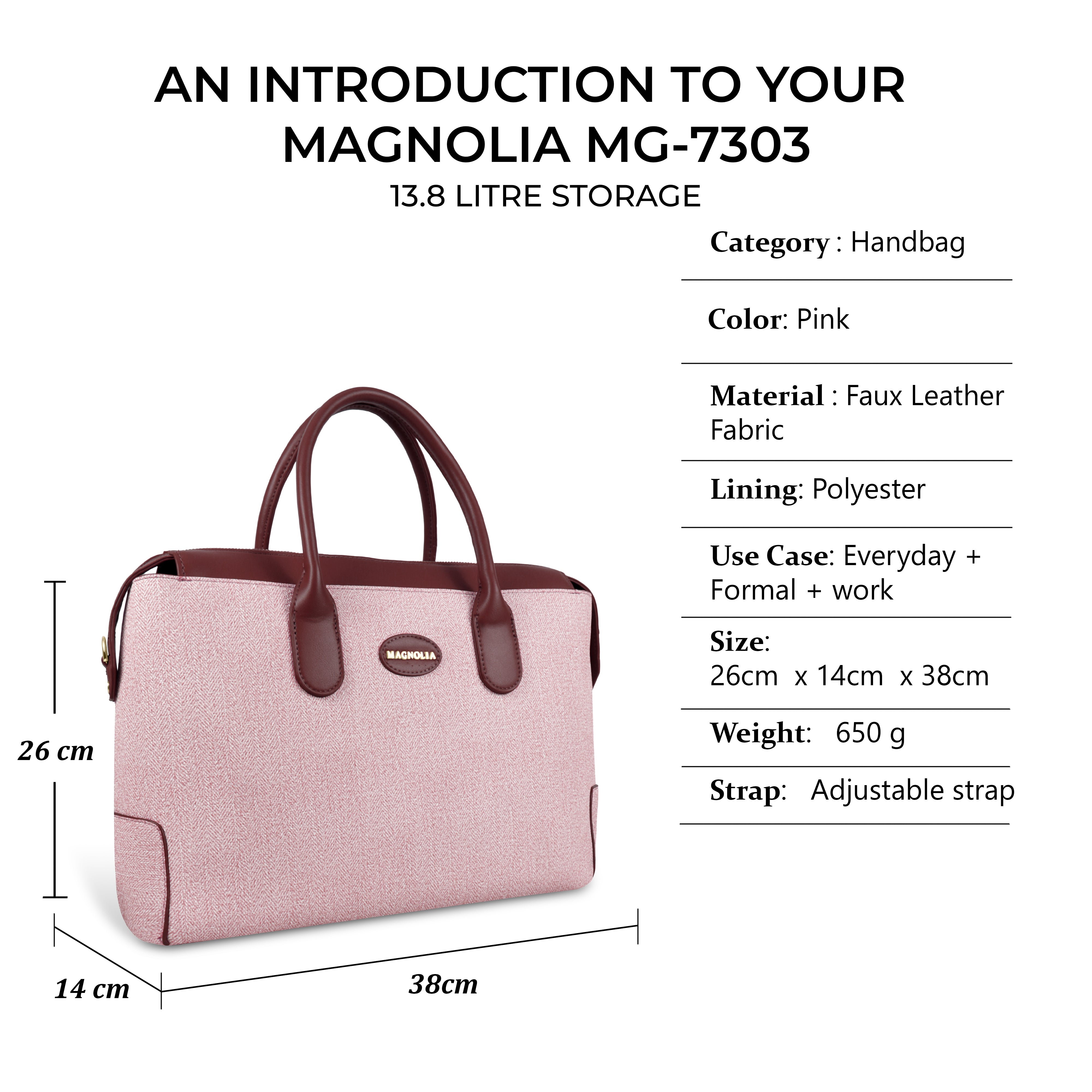 Magnolia Elegant Structured Handbag for Women - Premium Shoulder Tote with Top Handles & Detachable Strap