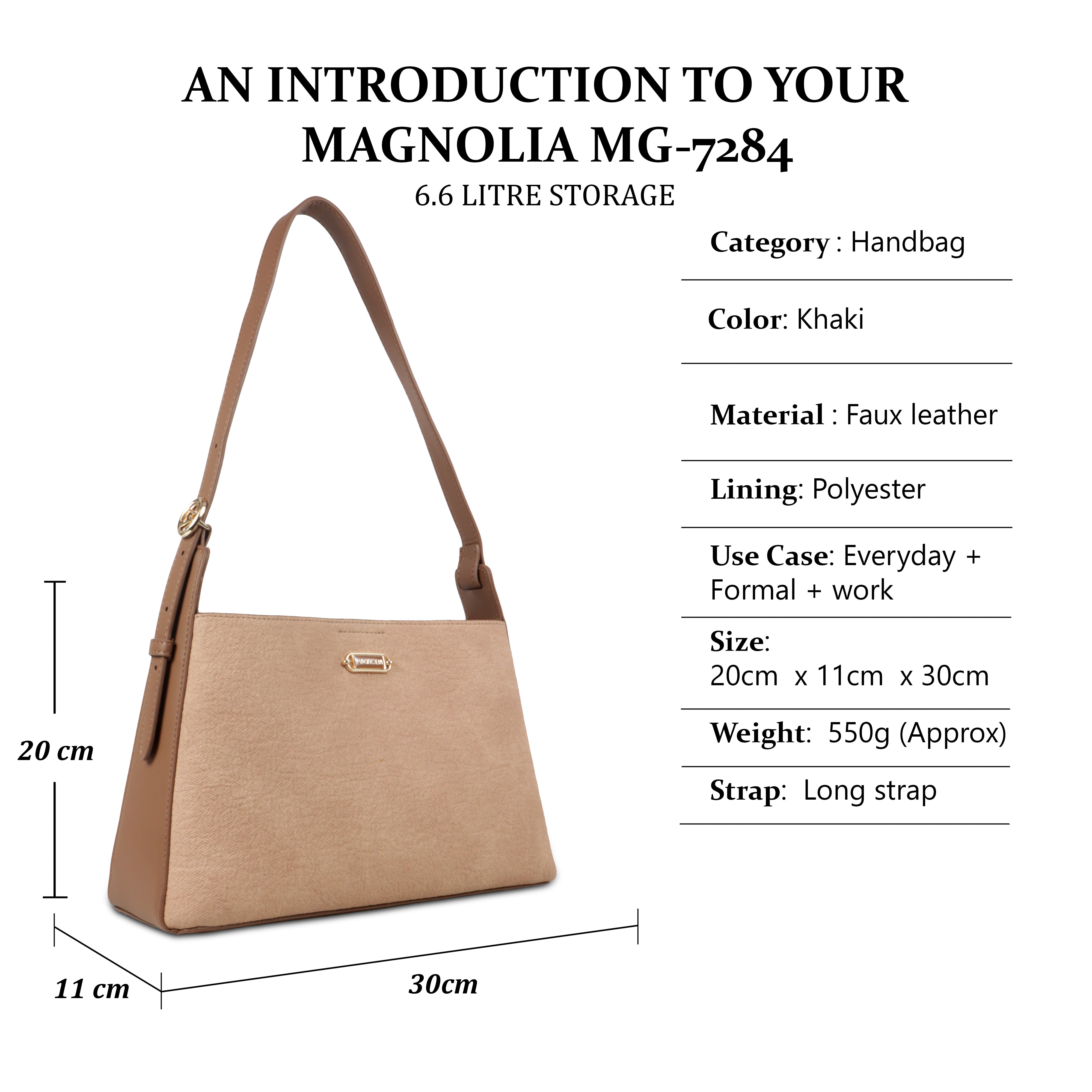 Magnolia Premium Textured Handbag for Women with Detachable Sling Strap