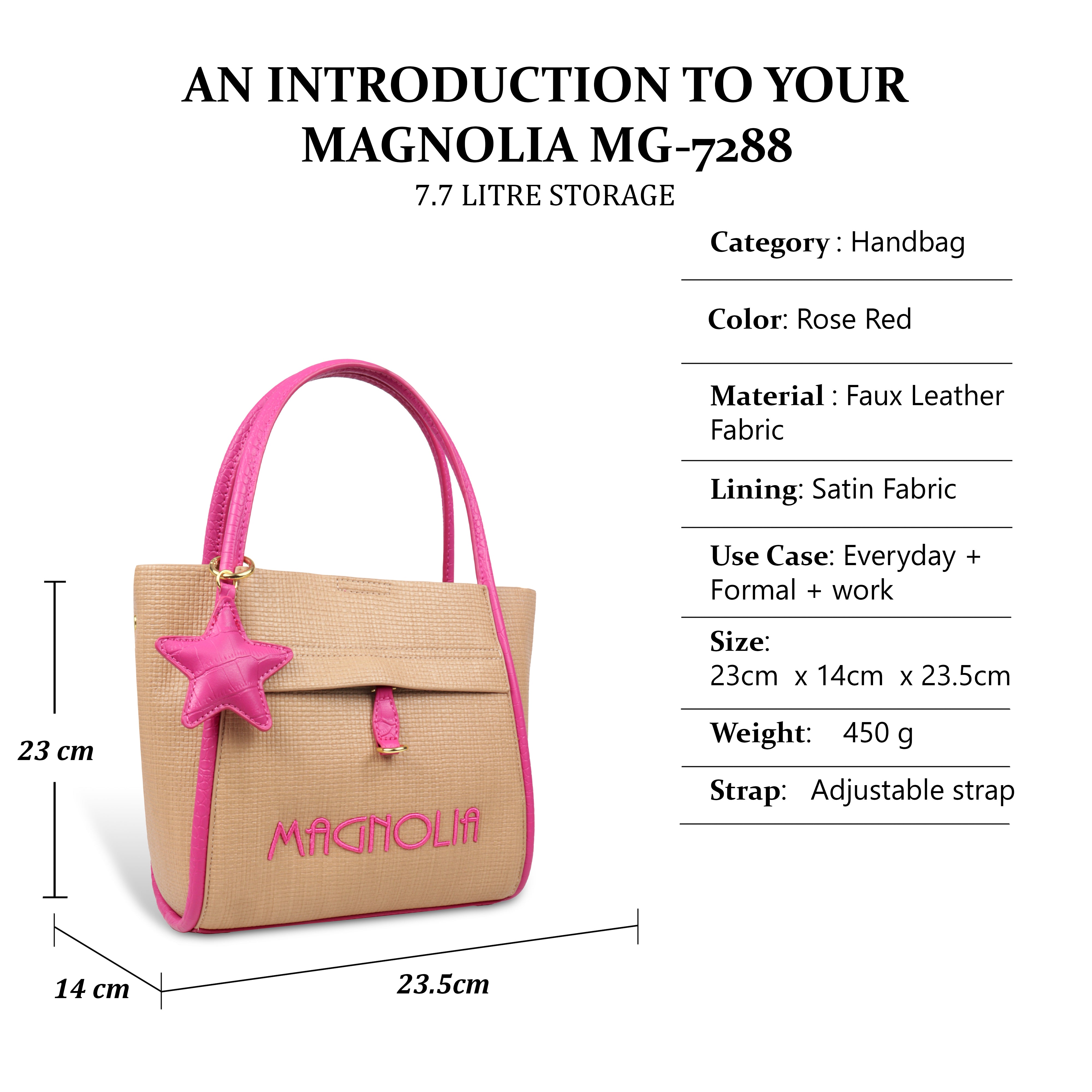 Premium Tote Handbag with Star Charm & Dual Handle Design