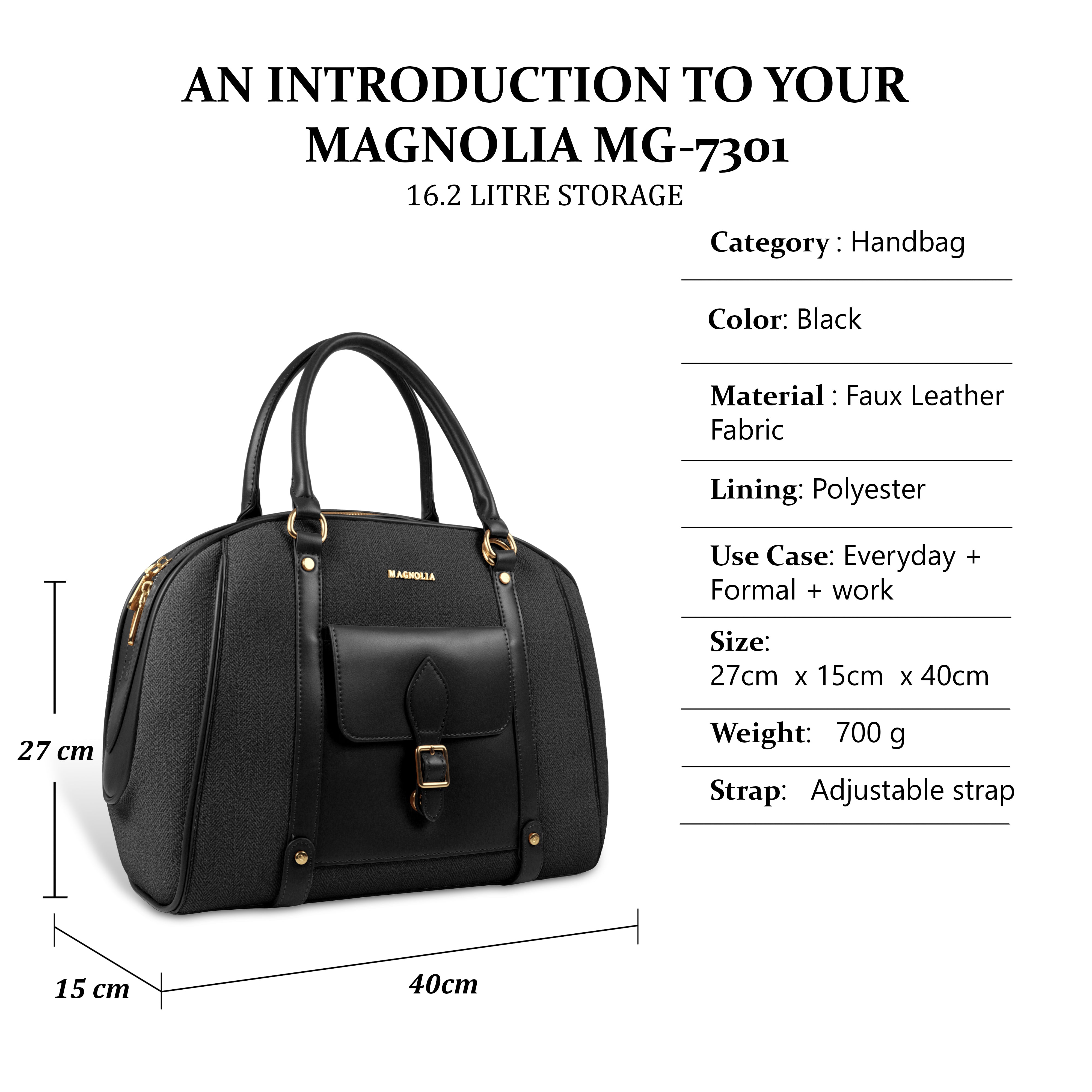 Magnolia Elegant Leatherette Handbag for Women with Detachable Strap