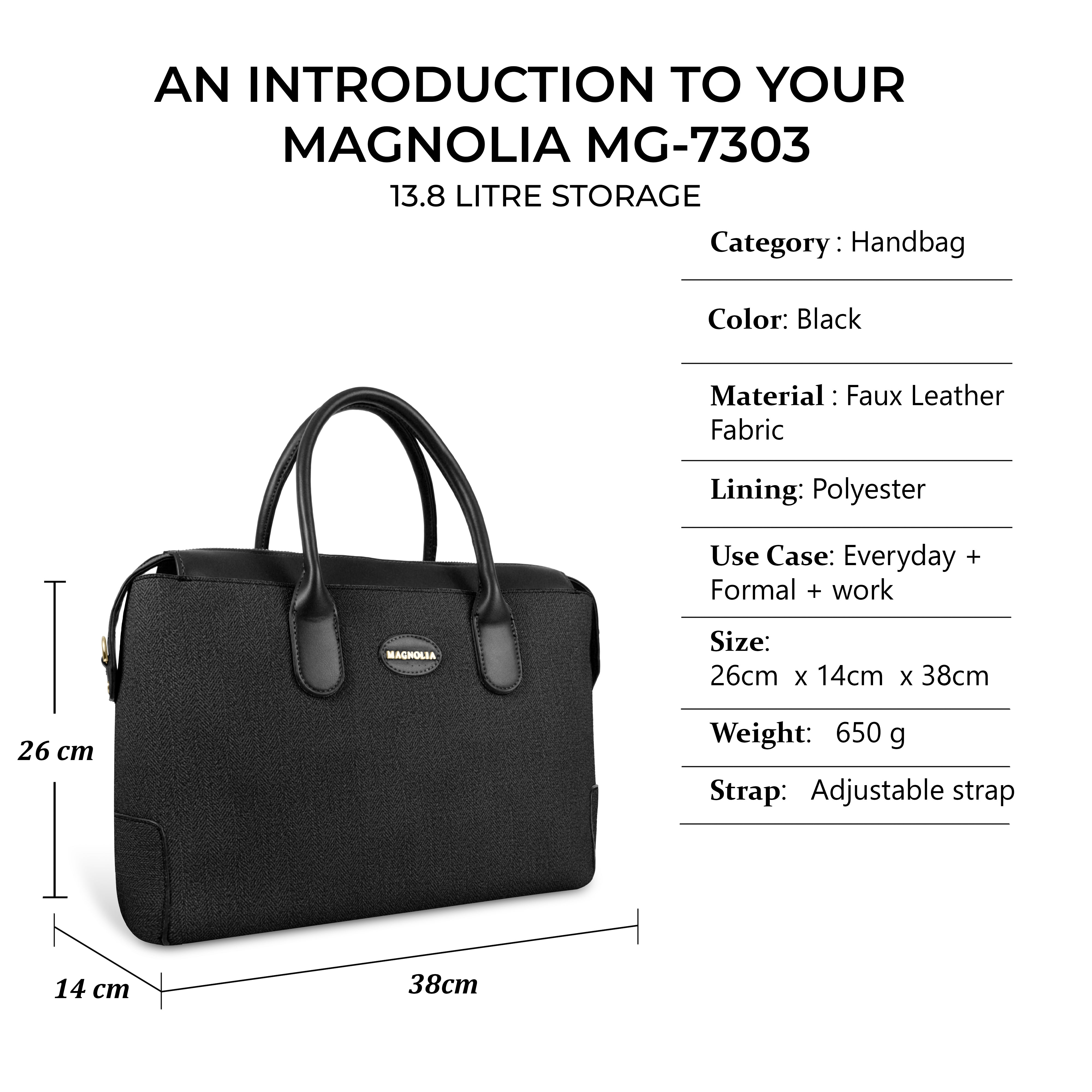 Magnolia Elegant Structured Handbag for Women - Premium Shoulder Tote with Top Handles & Detachable Strap