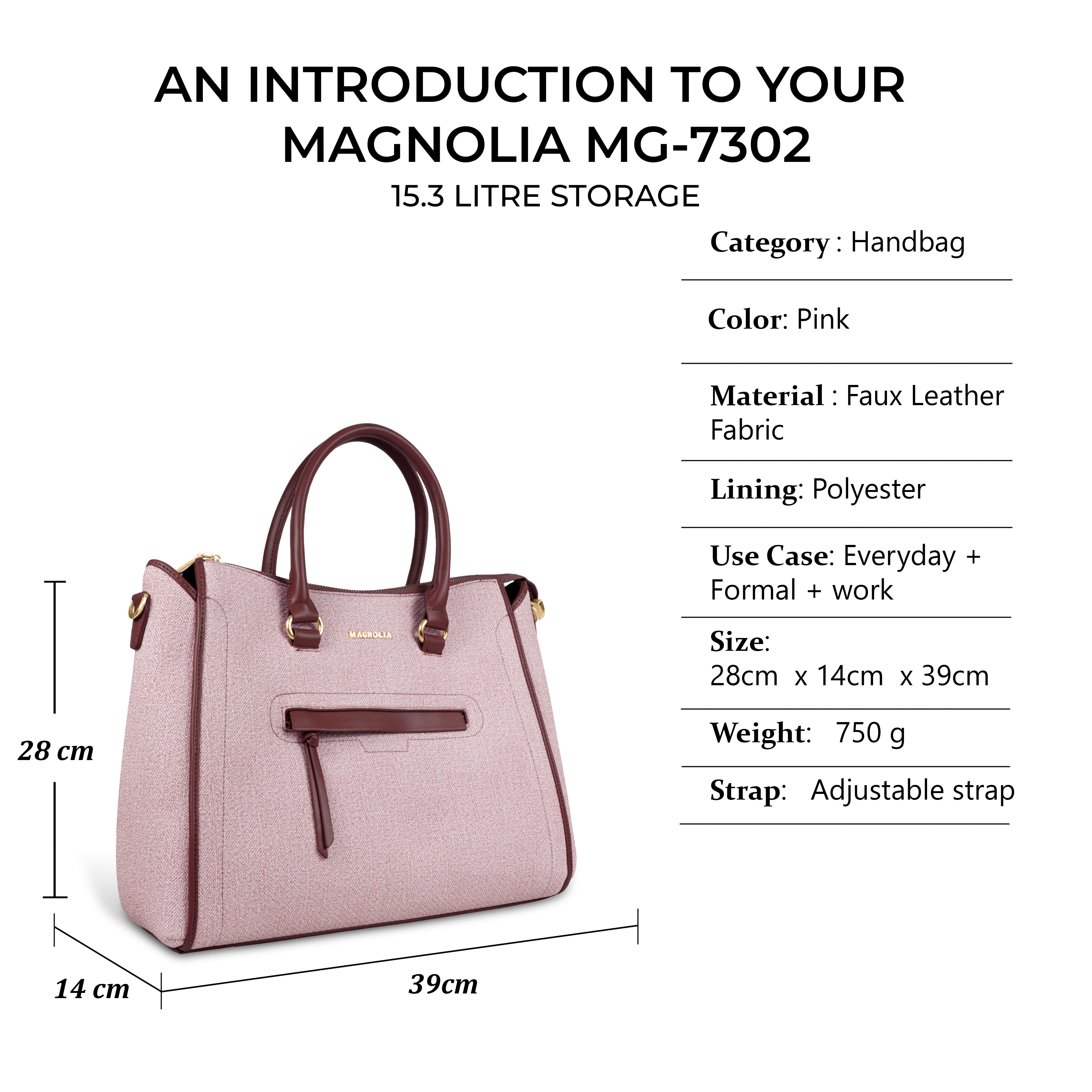 Magnolia Stylish Textured Handbag for Women - Elegant Shoulder Tote with Detachable Strap