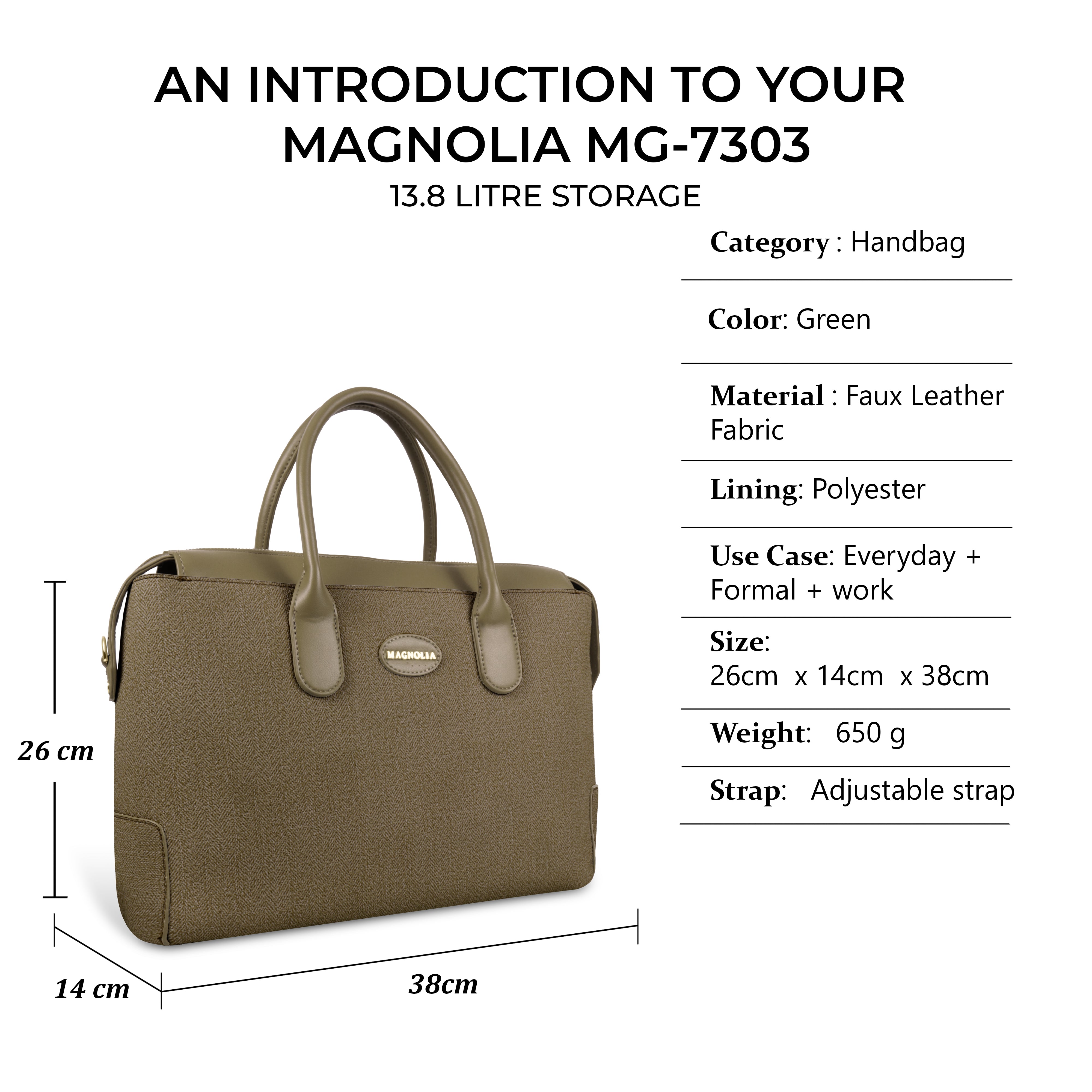 Magnolia Elegant Structured Handbag for Women - Premium Shoulder Tote with Top Handles & Detachable Strap