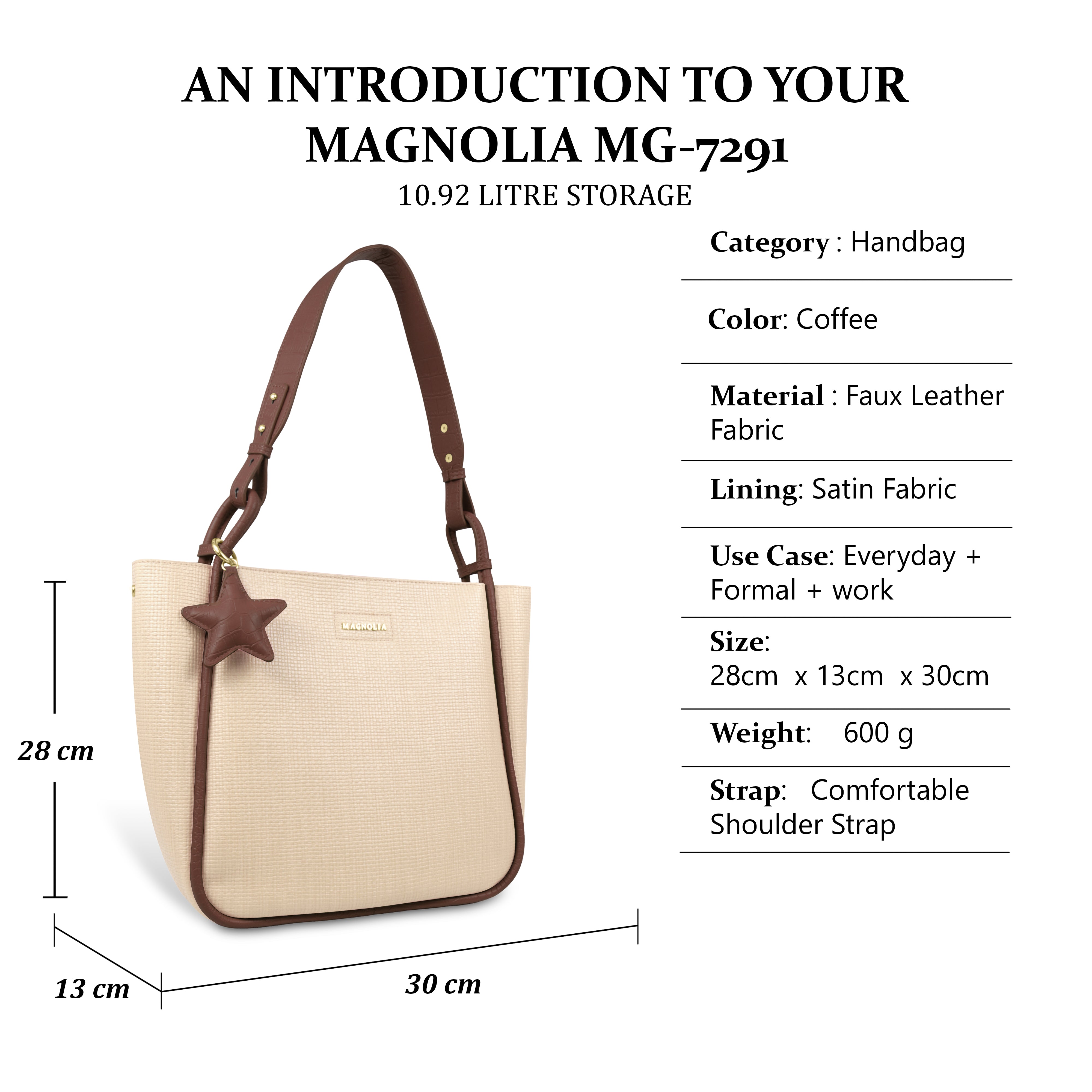 Stylish Leather Tote Bag with Star Charm & Spacious Interior