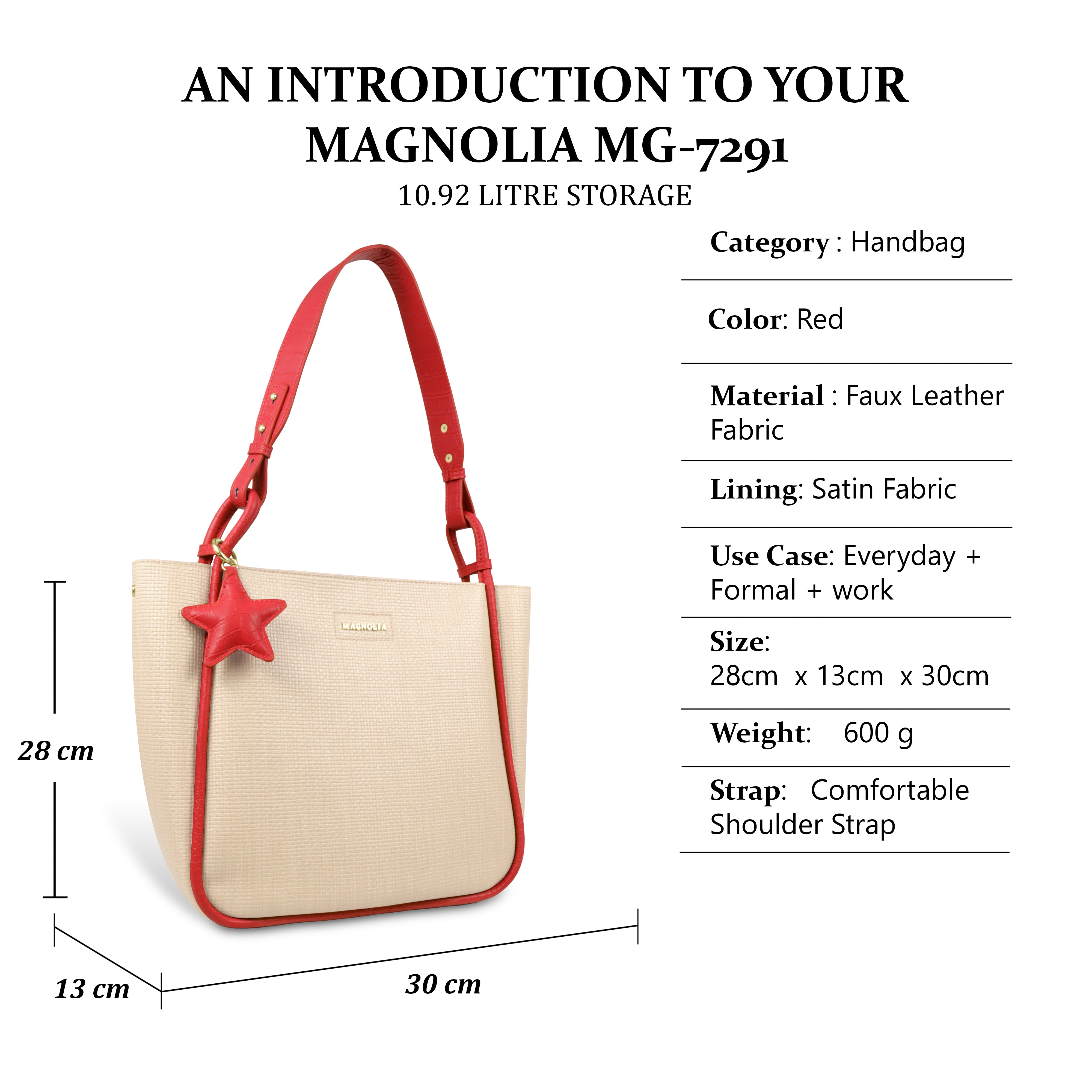 Stylish Leather Tote Bag with Star Charm & Spacious Interior